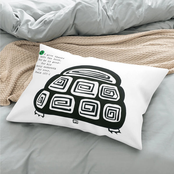 A lil Desert Turtle Pillowcase with Scripture Psalm 107:1 by LuluBeeandKewi.com Blessing Blanket