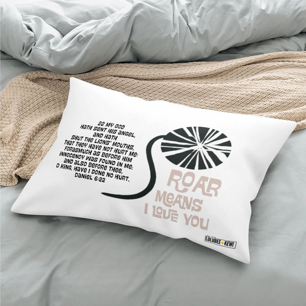 Lion Around Scripture Pillowcase – Daniel 6:22

Christian Nursery Faith Baby Gift • Lion Pillow Cover