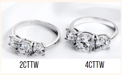 Moissanite Diamond Ring 3 Three Stone 4CTTW: 1CT+2CT+1CT or 2CTTW: 0.5CT+1CT+0.5CT 925 Sterling Silver