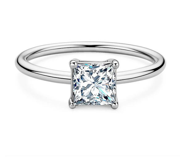 Moissanite Diamond Ring Solitaire Princess Cut 1.0ct D Color Moissanite Promise Anniversary Engagement Rings