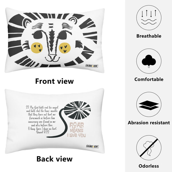 Yellow Scripture Pillowcase shut the lions mouth. Daniel 6:22  for Protection by LuluBeeandKewi.com  Daniel Lions Den Nursery Pillowcase Scripture Pillow Baby where roar means I love you