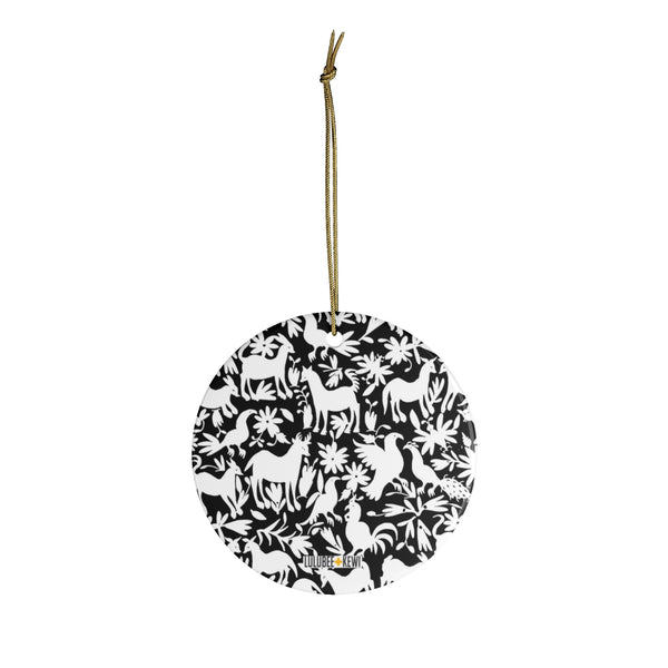 An Otomi Pattern Black and White Ceramic Ornaments