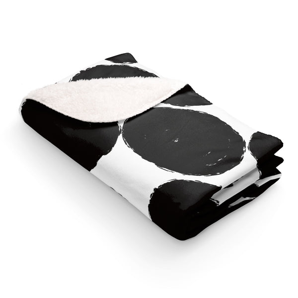 Polka Dot Black and White Sherpa Fleece Blanket 50x60 - LuluBee+Kewi 