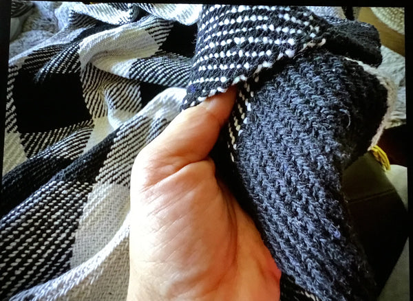 Blanket, Knit, Buffalo plaid throw blanket black and white checkered