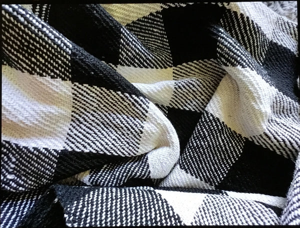 Blanket, Knit, Buffalo plaid throw blanket black and white checkered