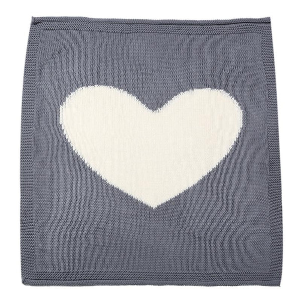 Love is Black and White Heart Knit Blanket - LuluBee+Kewi 