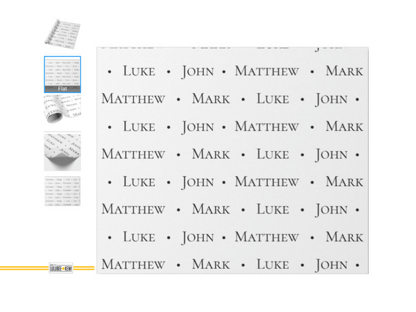 A Scripture Matthew Mark Luke John gift wrapping paper