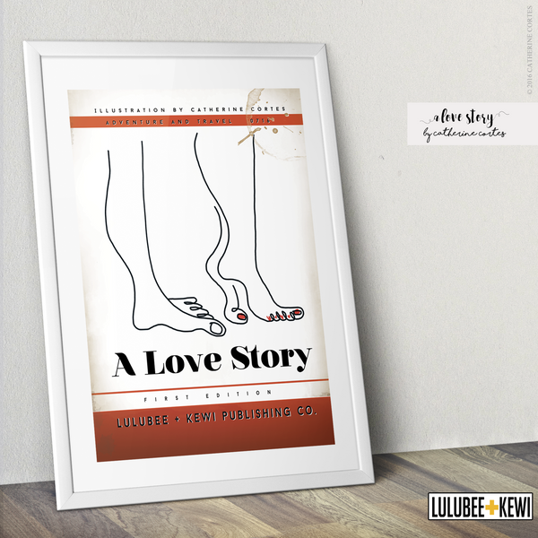Love Story, Book Cover Line Art, Screen Print - LuluBee+Kewi 
