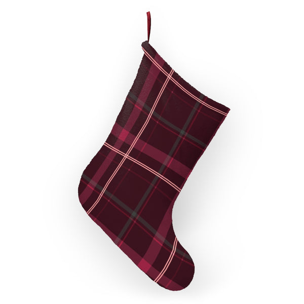 Plaid Burgundy Christmas Stockings
