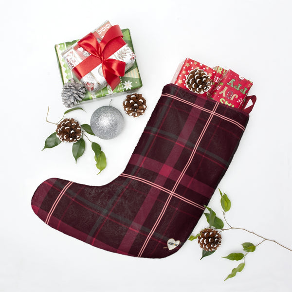 Plaid Burgundy Christmas Stockings