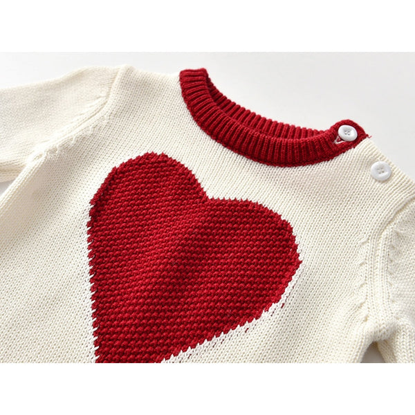 A Bundle of Love, Baby Loving Heart Knit Rompers Jumpsuits