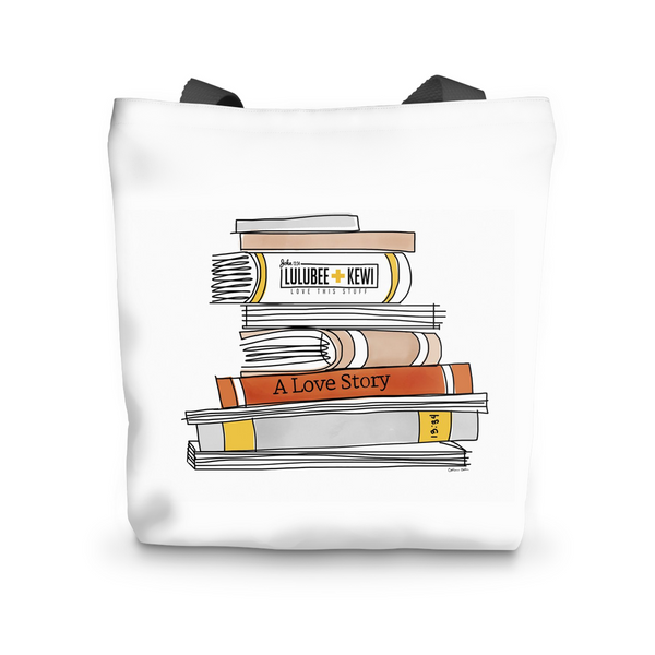 Canvas Tote, Books Illustration by Catherine Cortes Tote Bag - LuluBee+Kewi 